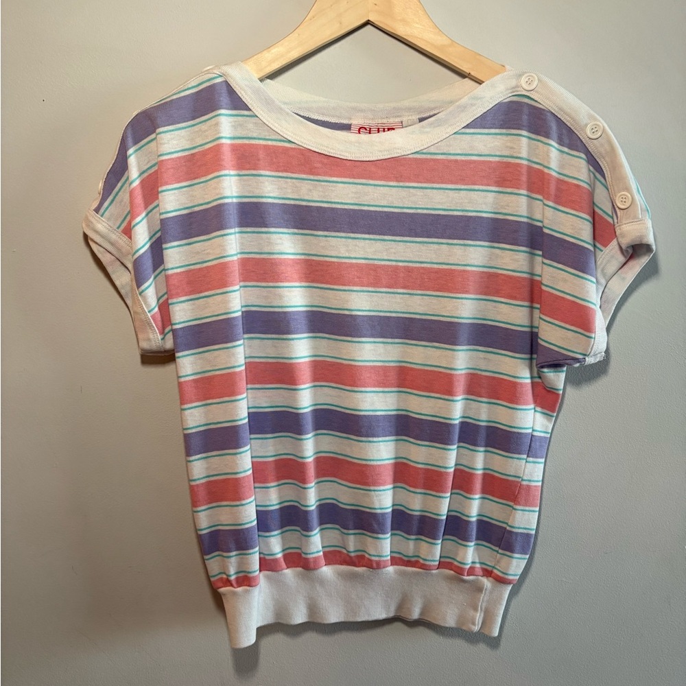 Vintage 80’s tennis Striped Women's Top - Multicolor